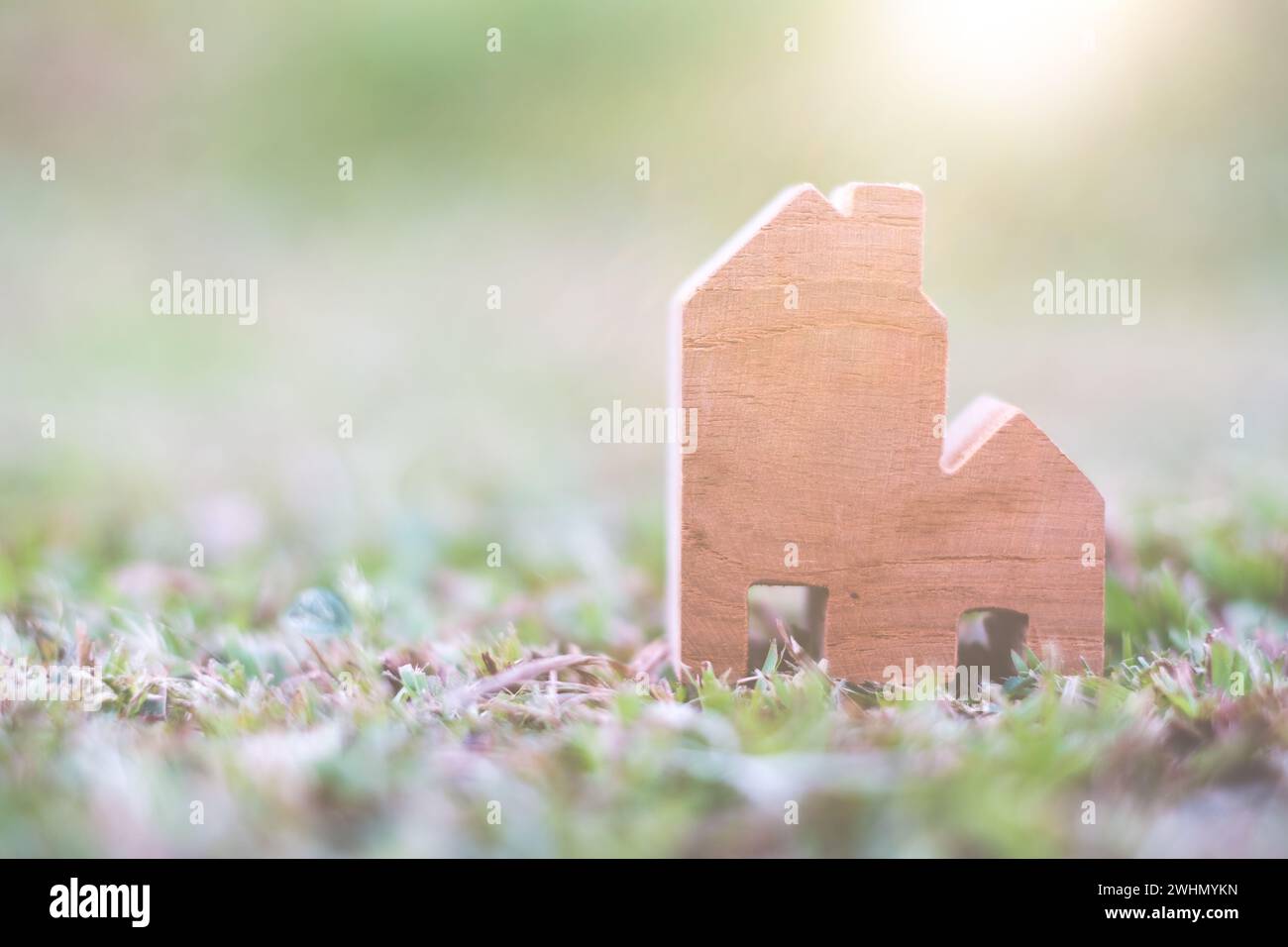 Modello di casa in legno a terra Foto Stock