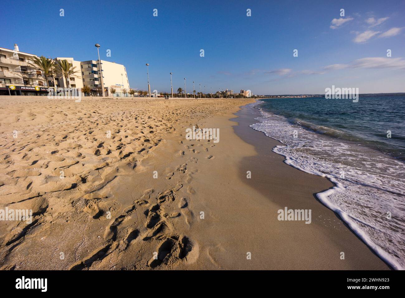 La spiaggia di Arenal. Mallorca. Islas Baleares. Spagna. Foto Stock