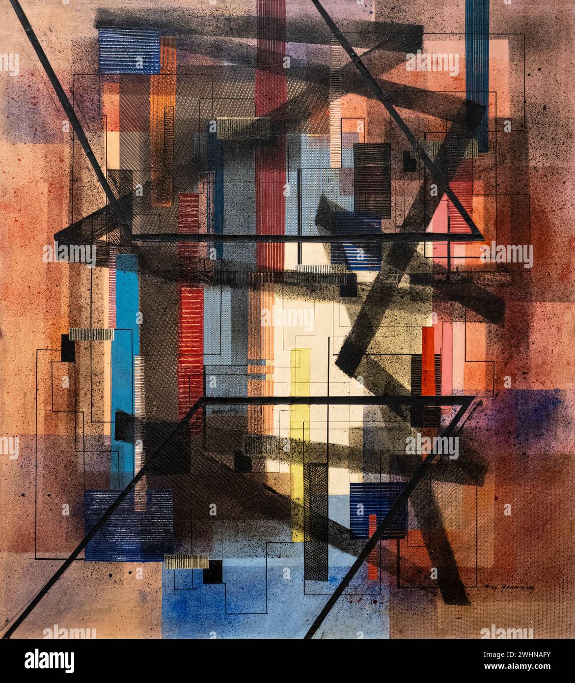 Irene Rice Pereira 1943 pittura a olio su tela 'Black Control' al Museo d'Arte di Baltimora Foto Stock