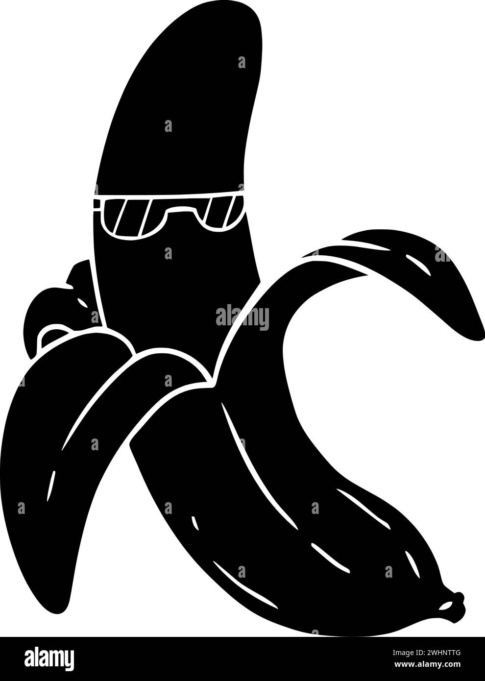 illustrazione della frutta sagoma del cibo logo tropicale icona della banana contorno albero pianta natura giardino maturo verde biologico sano forma naturale fattoria mazzo crescere Illustrazione Vettoriale