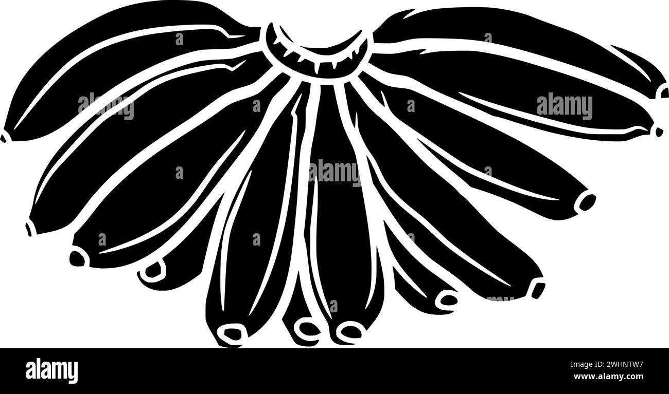 illustrazione della frutta sagoma del cibo logo tropicale icona della banana contorno albero pianta natura giardino maturo verde biologico sano forma naturale fattoria mazzo crescere Illustrazione Vettoriale