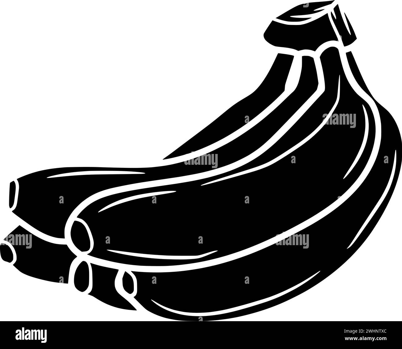 illustrazione della frutta sagoma del cibo logo tropicale icona della banana contorno albero pianta natura giardino maturo verde biologico sano forma naturale fattoria mazzo crescere Illustrazione Vettoriale