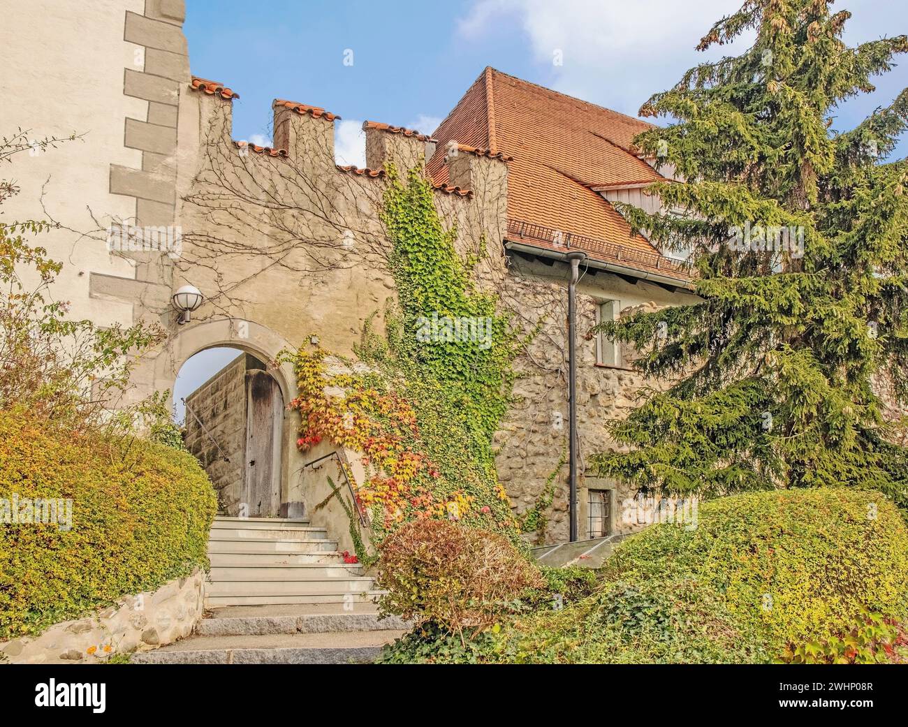 Mura cittadine al castello vescovile di Markdorf Foto Stock