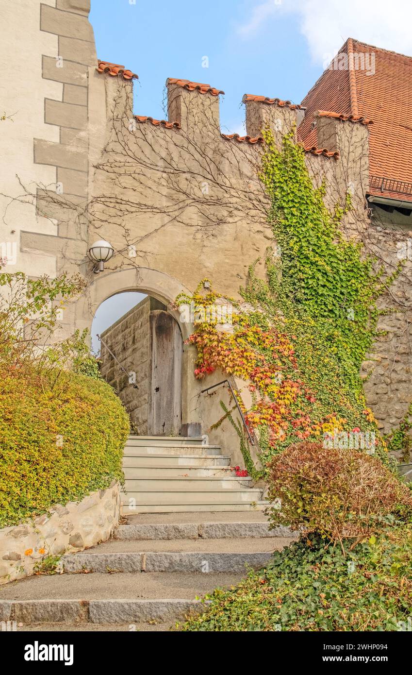 Mura cittadine al castello vescovile di Markdorf Foto Stock