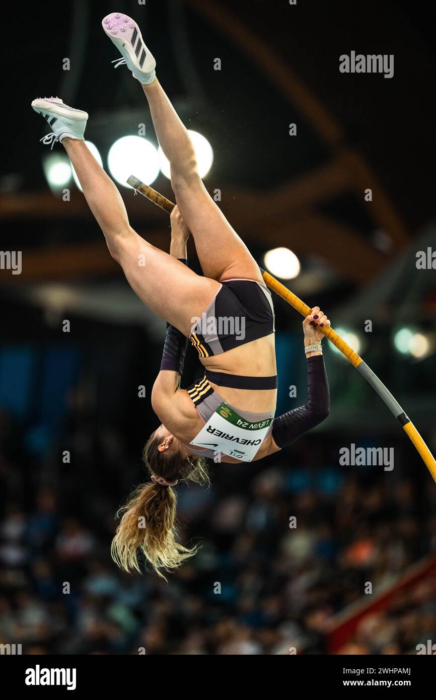 Margot CHEVRIER (fra), Pole Vault Women, durante il Meeting de Lievin 2024, Hauts-de-France Pas-de-Calais Trophee EDF, World Athletics Indoor Tour Gold Athletics evento il 10 febbraio 2024 all'Arena di Lievin, Francia Foto Stock