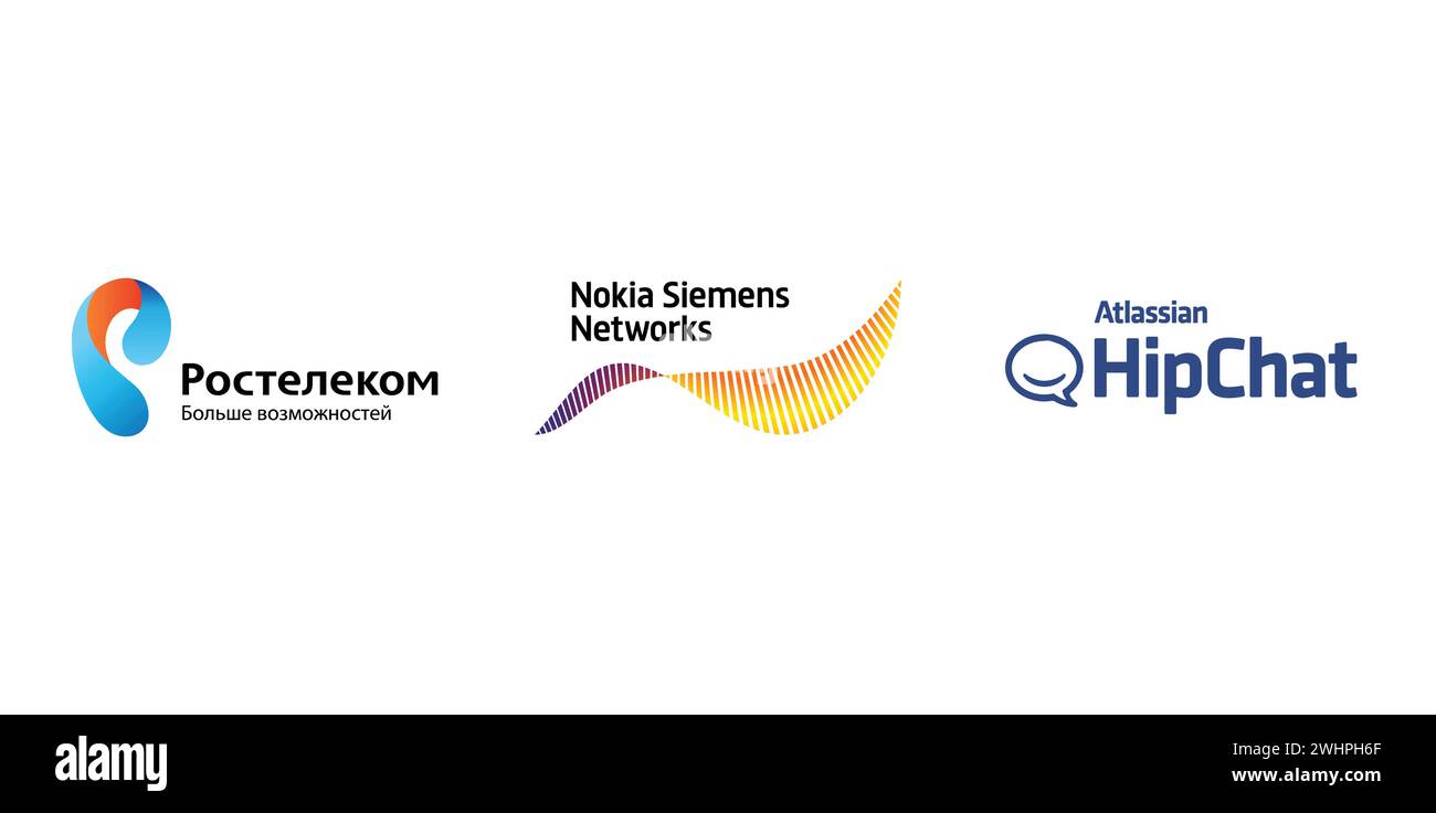 HipChat , Rostelecom, Nokia Siemens Networks. Icona del marchio editoriale vettoriale. Illustrazione Vettoriale