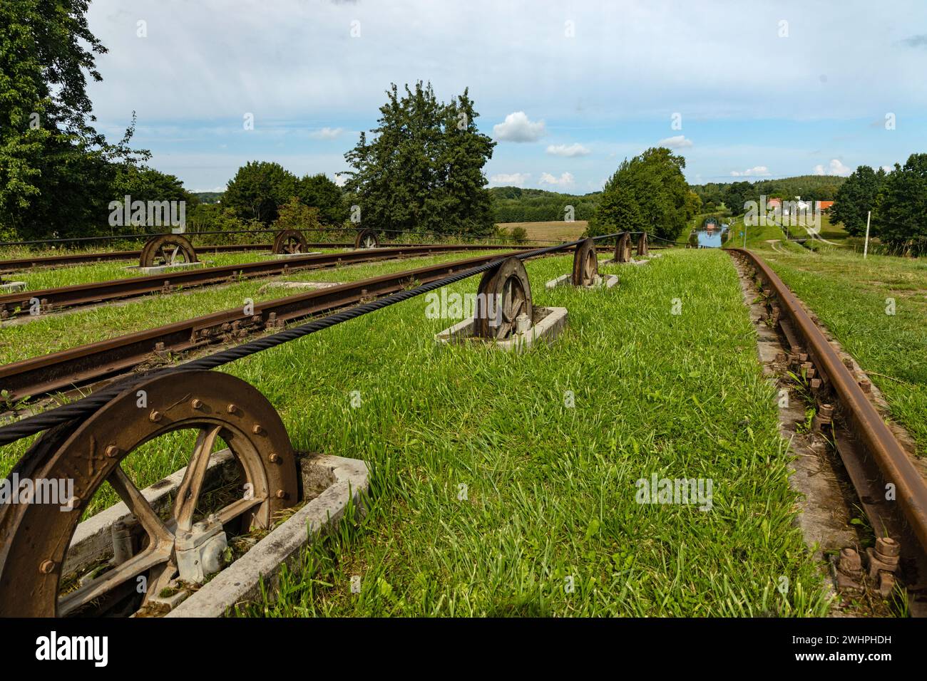 Ascensore per barche presso il canale Elblaski a Pochylnia Katy in Polonia Foto Stock