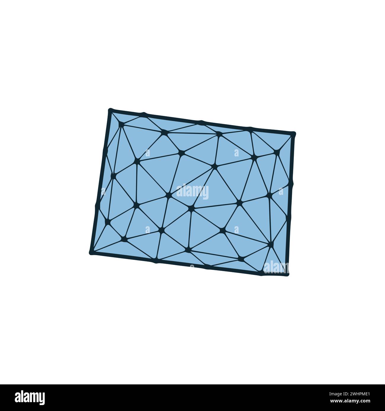 Mappa dello stato del Colorado illustrazione poligonale fatta di linee e punti, isolata su sfondo bianco. STATI UNITI: Design a basso poli Foto Stock