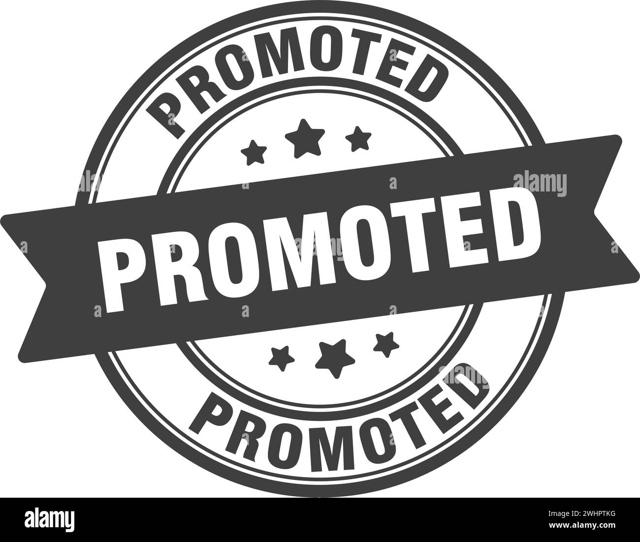 timbro promosso. segno rotondo promosso. etichetta su sfondo trasparente Illustrazione Vettoriale