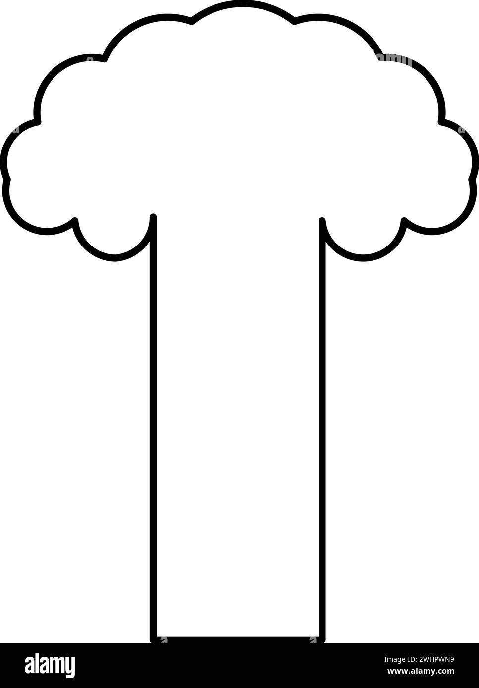 Esplosione nucleare fungo esplosivo distruzione esplosiva contorno icona di contorno colore nero immagine vettoriale sottile stile piatto semplice Illustrazione Vettoriale