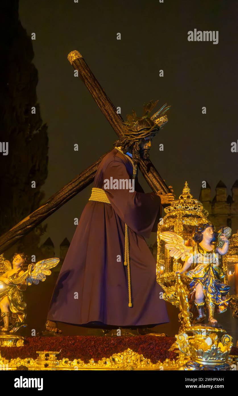 Processione di Gesù del grande potere nella settimana Santa di Siviglia Foto Stock