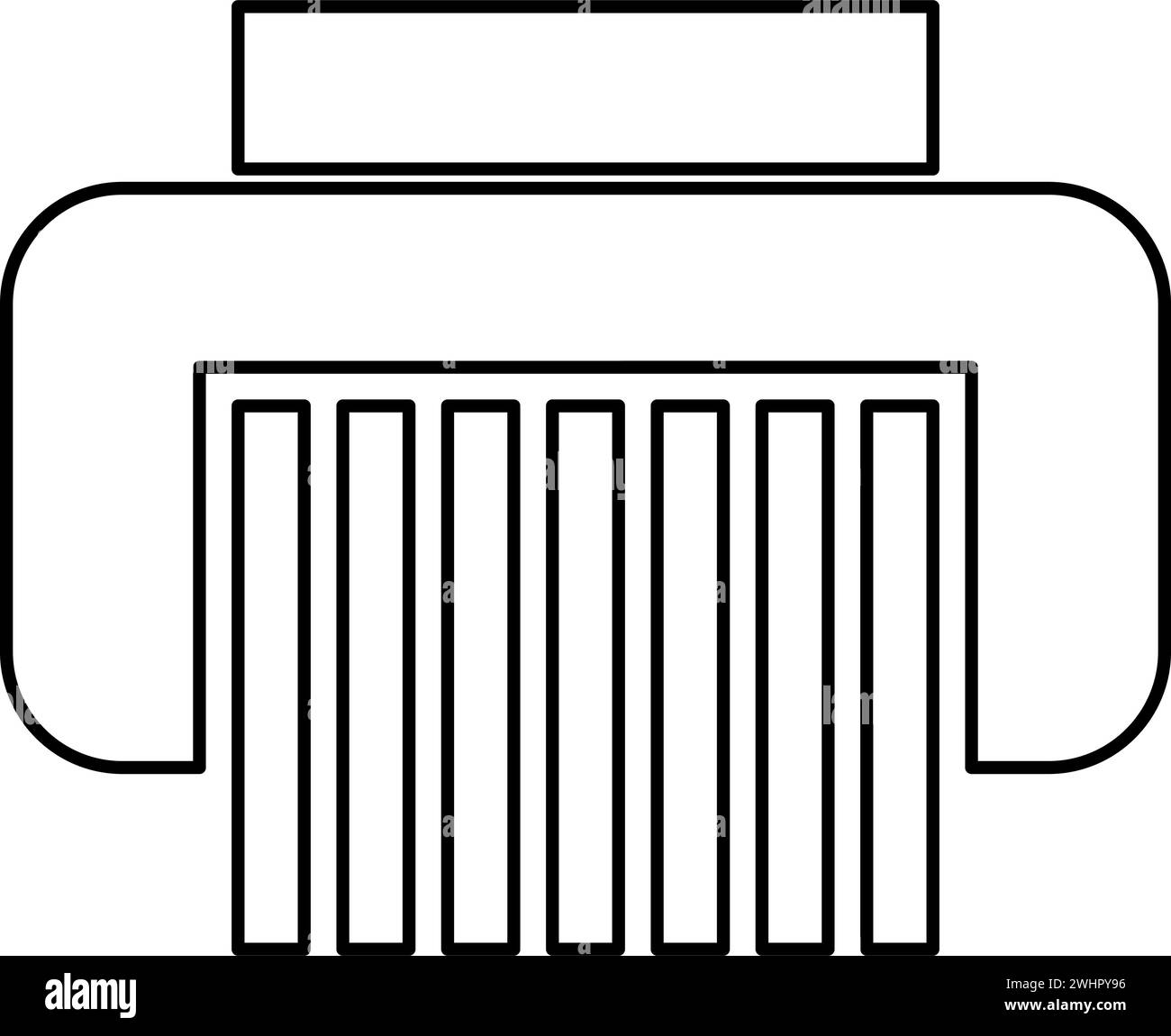 Macinacaffè per documenti documenti documenti strumenti per ufficio icona contorno contorno nero immagine vettoriale sottile stile piatto semplice Illustrazione Vettoriale