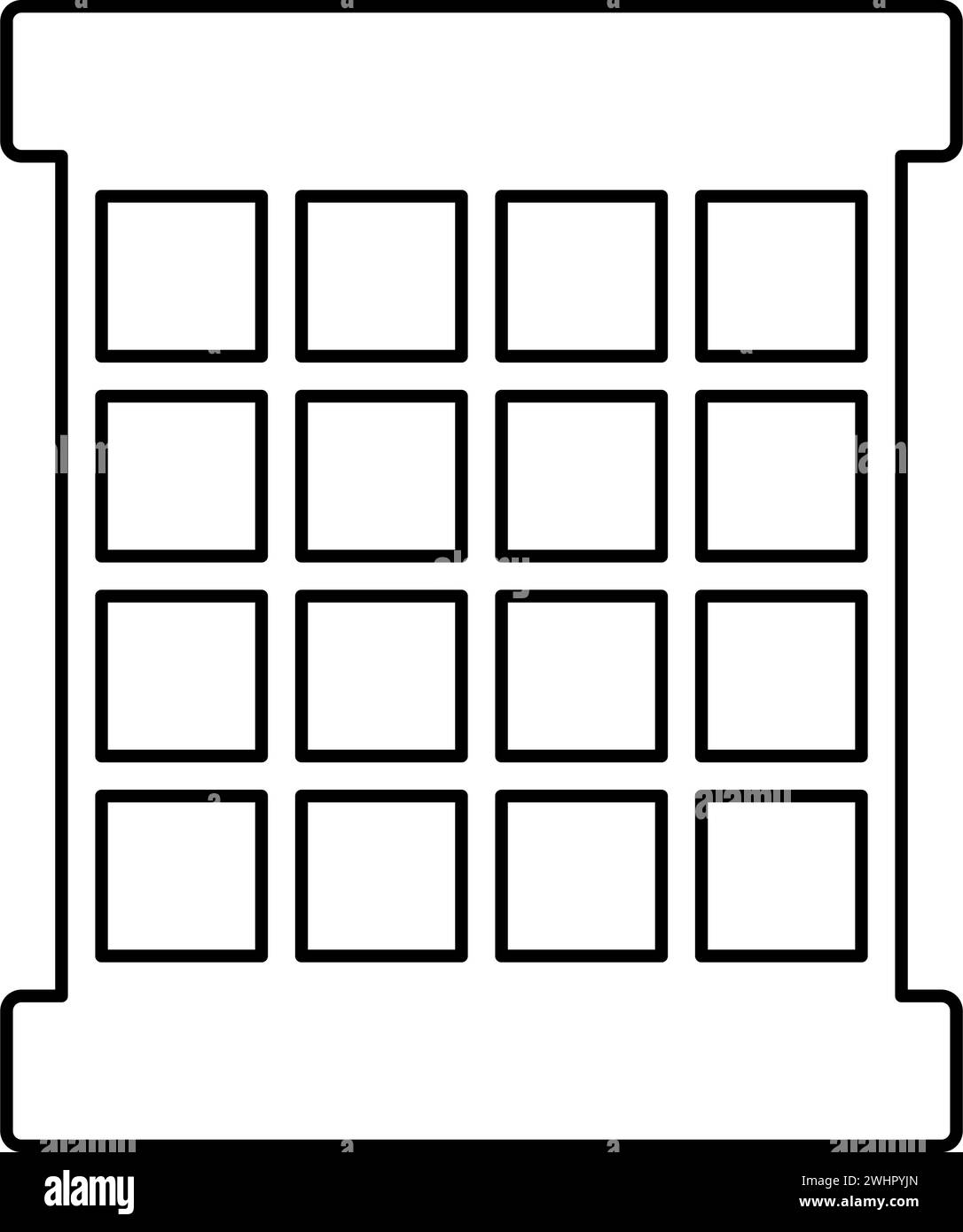 Griglia finestra prigioniera concetto prigione contorno icona linea contorno nero immagine vettoriale sottile stile piatto semplice Illustrazione Vettoriale