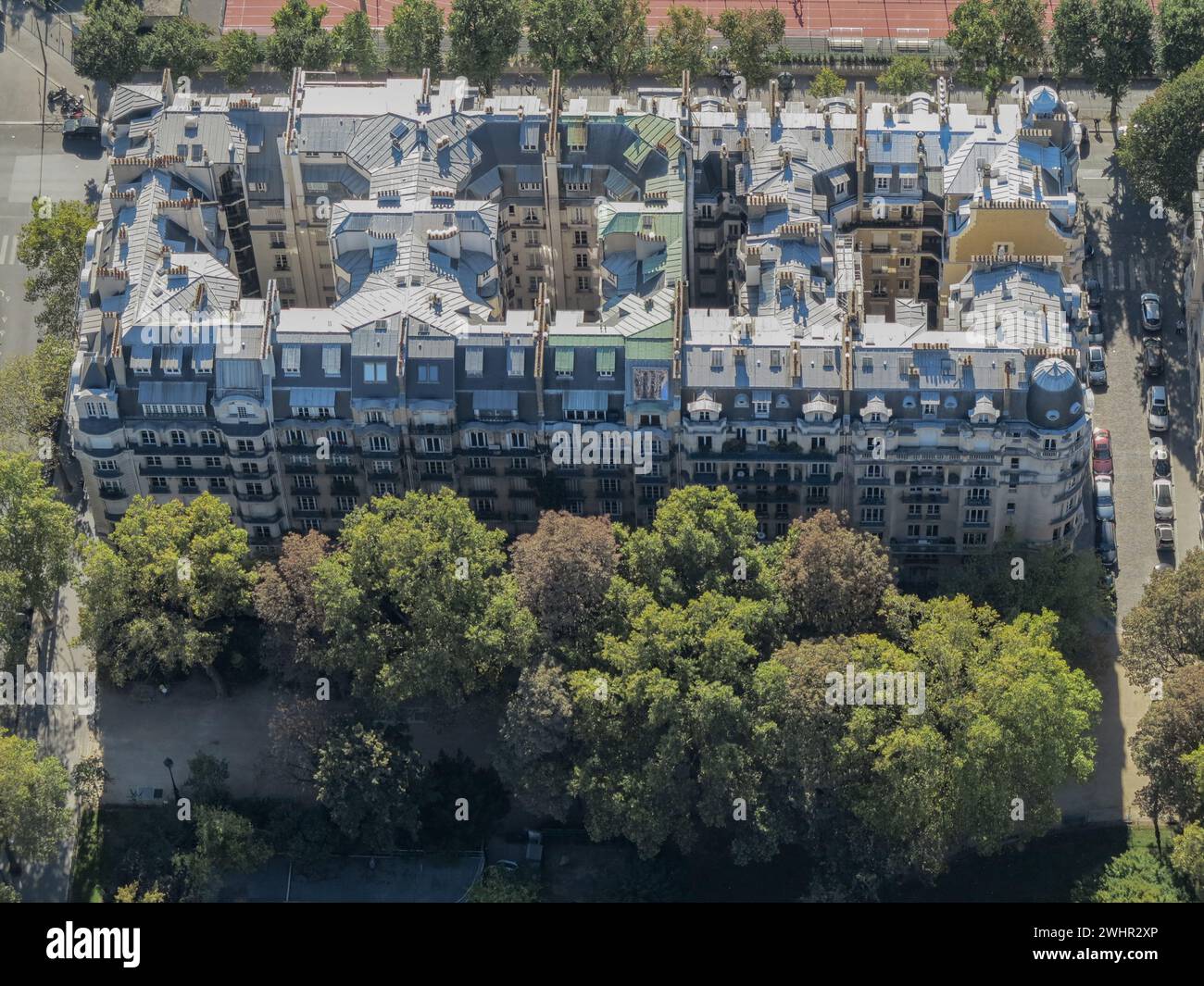 Vista della città di Parigi dalla cima della Torre Eiffel Foto Stock
