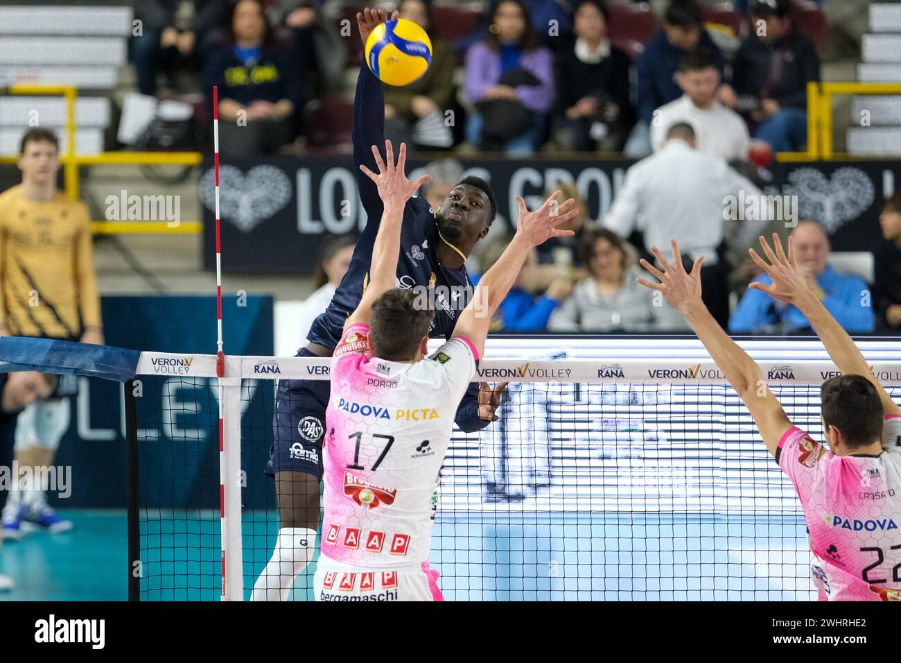 Noumory Keita di Rana Verona durante la partita tra Rana Verona e pallavolo Padova, regular season della SuperLega Italiana di pallavolo Foto Stock