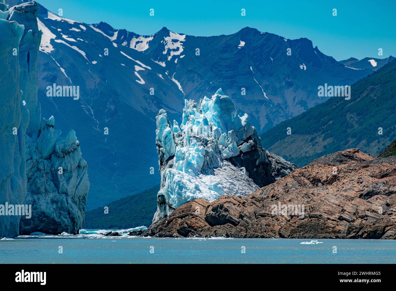 Paesaggio glaciale di Perito Moreno a Pampa Argentina Foto Stock