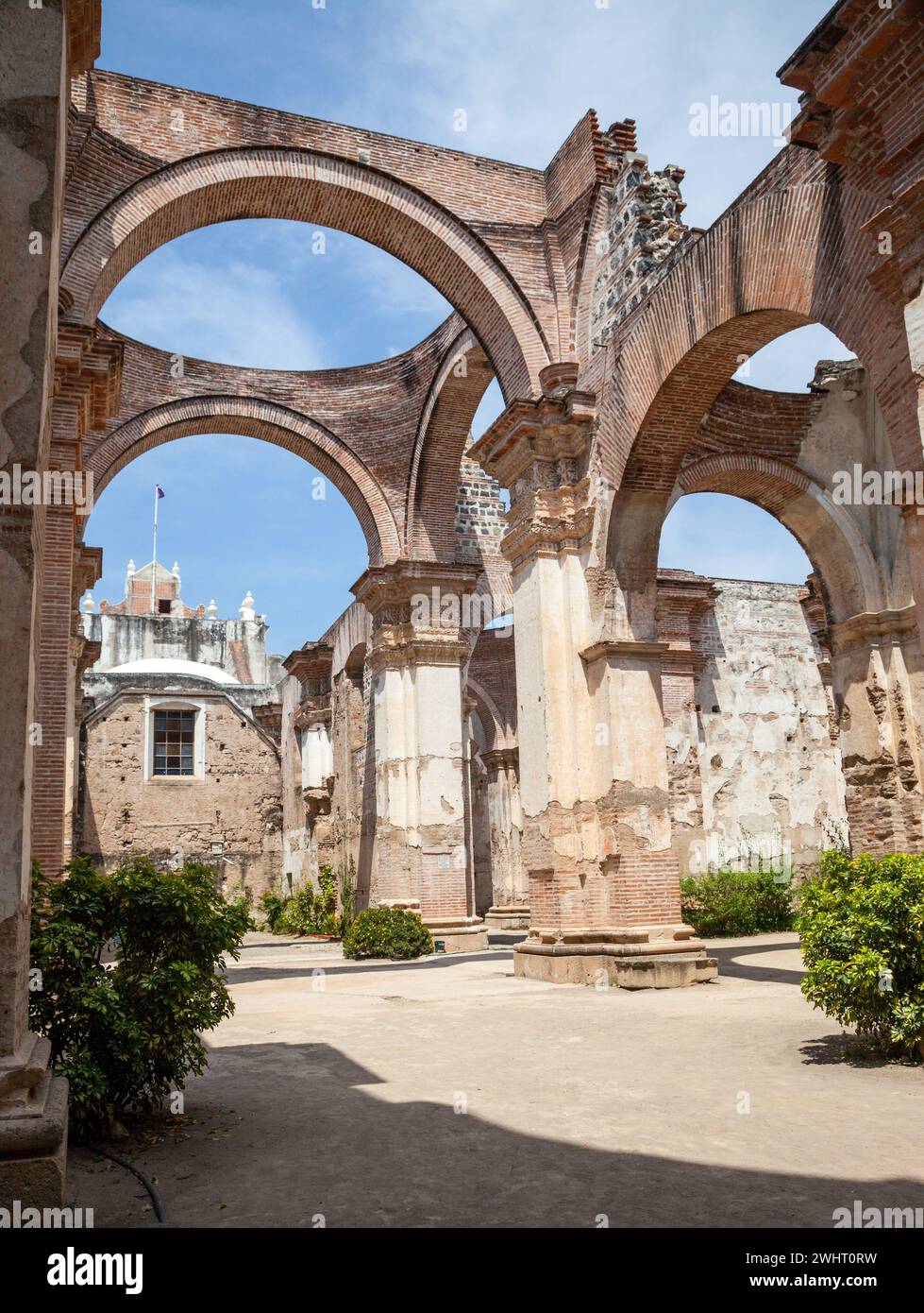 Antigua, Guatemala. Rovine della Cattedrale di Santiago. Foto Stock