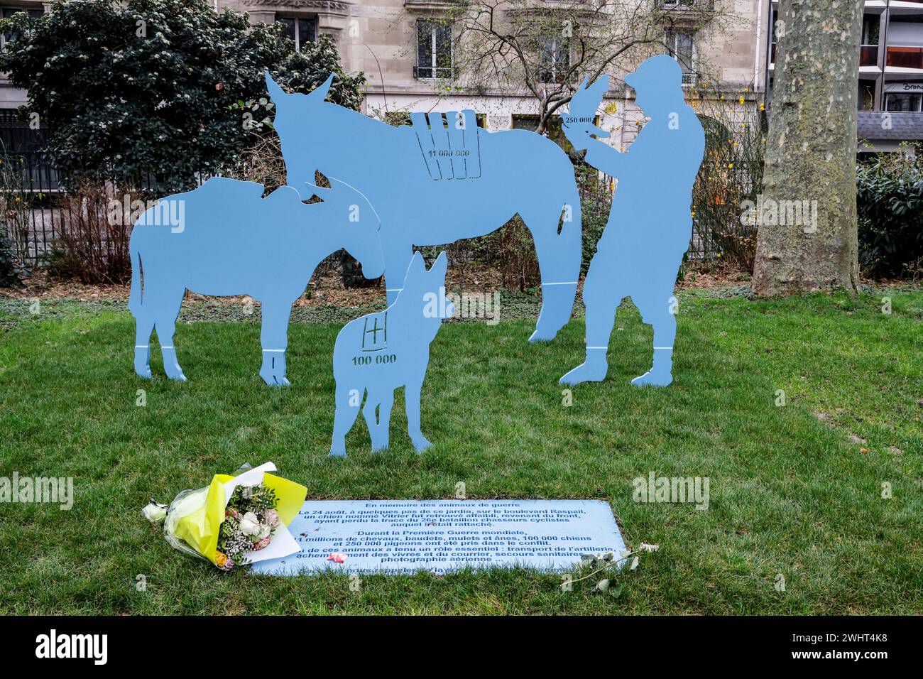 IL NUOVO MONUMENTO ALLA GUERRA A PARIGI ONORA GLI ANIMALI MORTI IN SERVIZIO Foto Stock