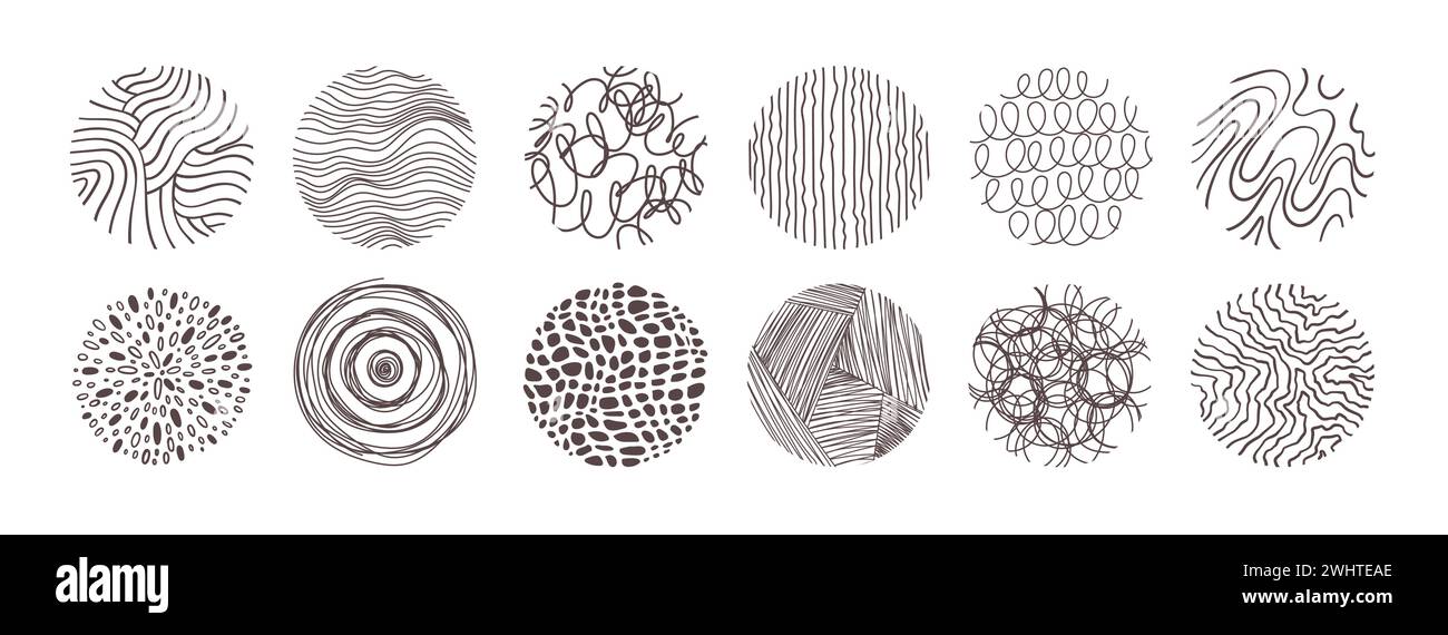 Motivi, ornamenti, trame in cerchi Illustrazione Vettoriale