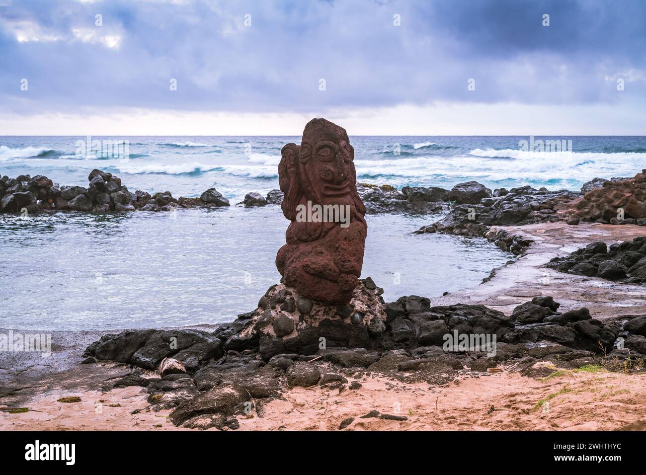 Moai a Hanga Roa, Rapa Nui, Isola di Pasqua Foto Stock