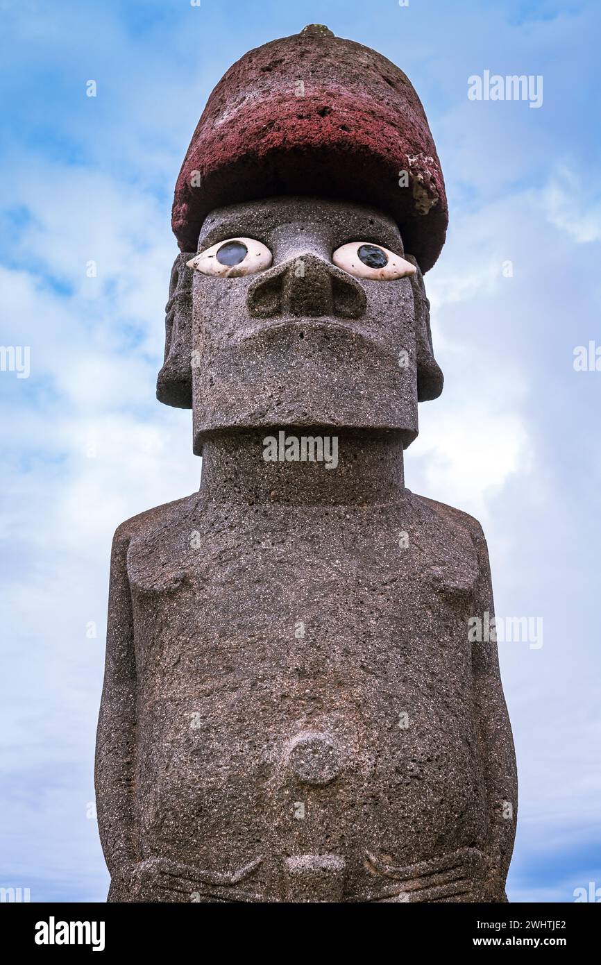 Moai a Hanga Roa, Rapa Nui, Isola di Pasqua Foto Stock