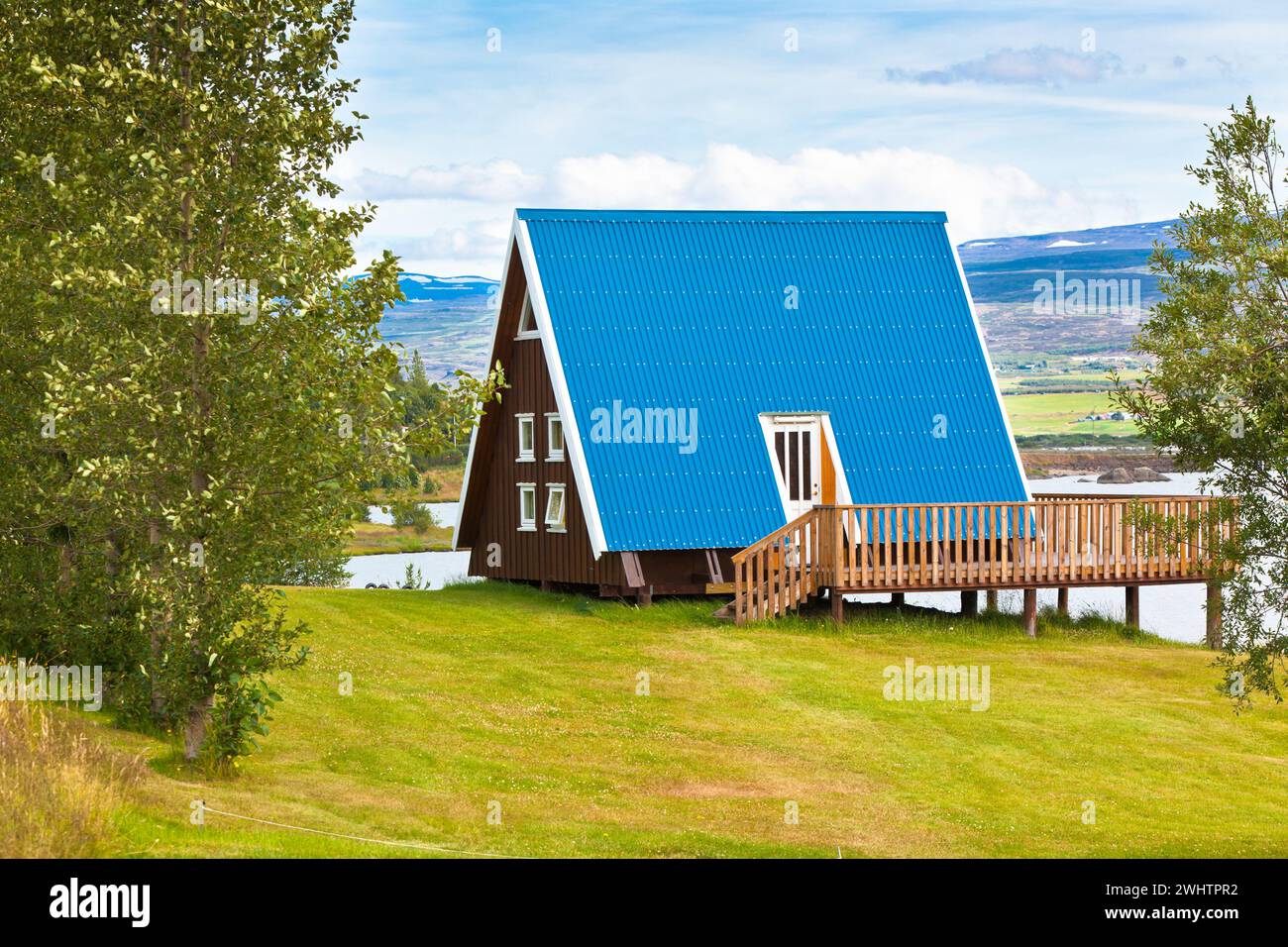 Tipica casa vacanze nell'Islanda settentrionale Foto Stock