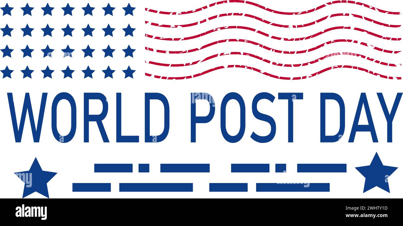 World Post Day. Bandiera americana e codice Morse. Consegna della posta. Poster, banner. Grafica vettoriale. Illustrazione Vettoriale