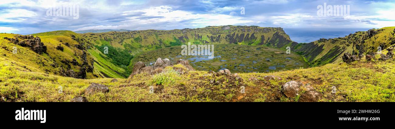 Paesaggio di Rapa Nui, Isola di Pasqua Foto Stock
