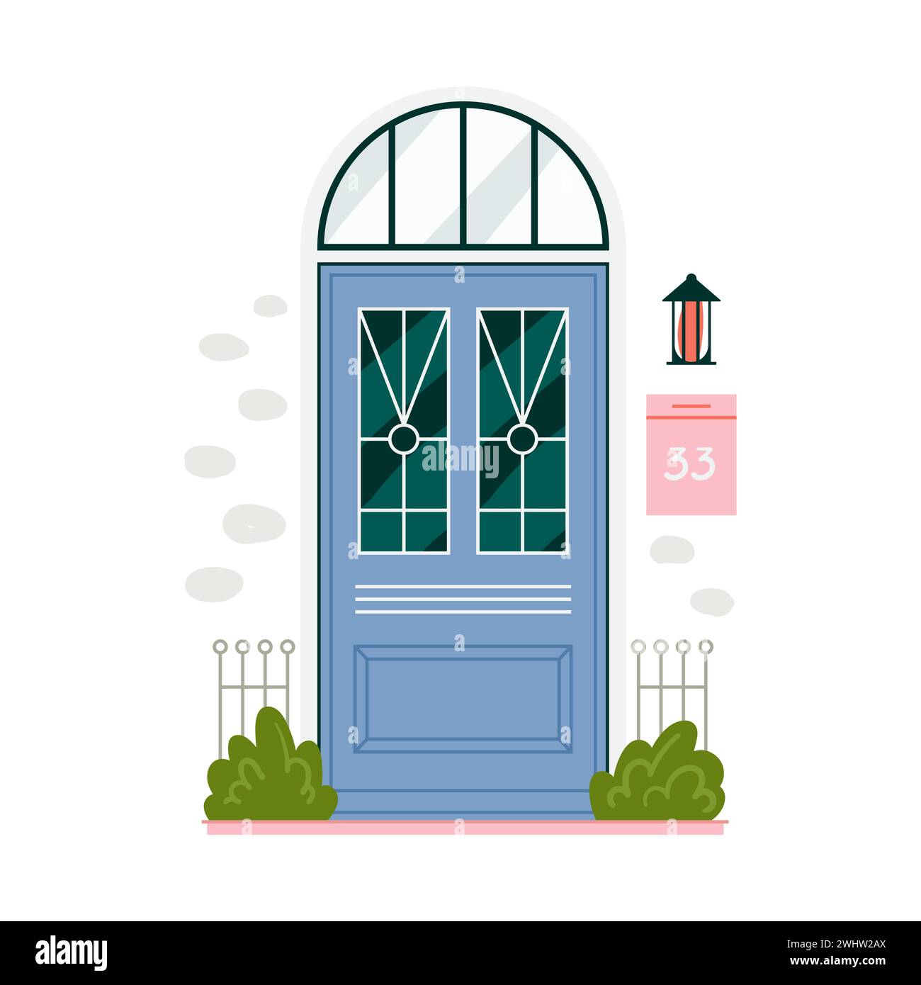 Porta blu vintage retrò per illustrazione vettoriale isolata dell'appartamento Illustrazione Vettoriale