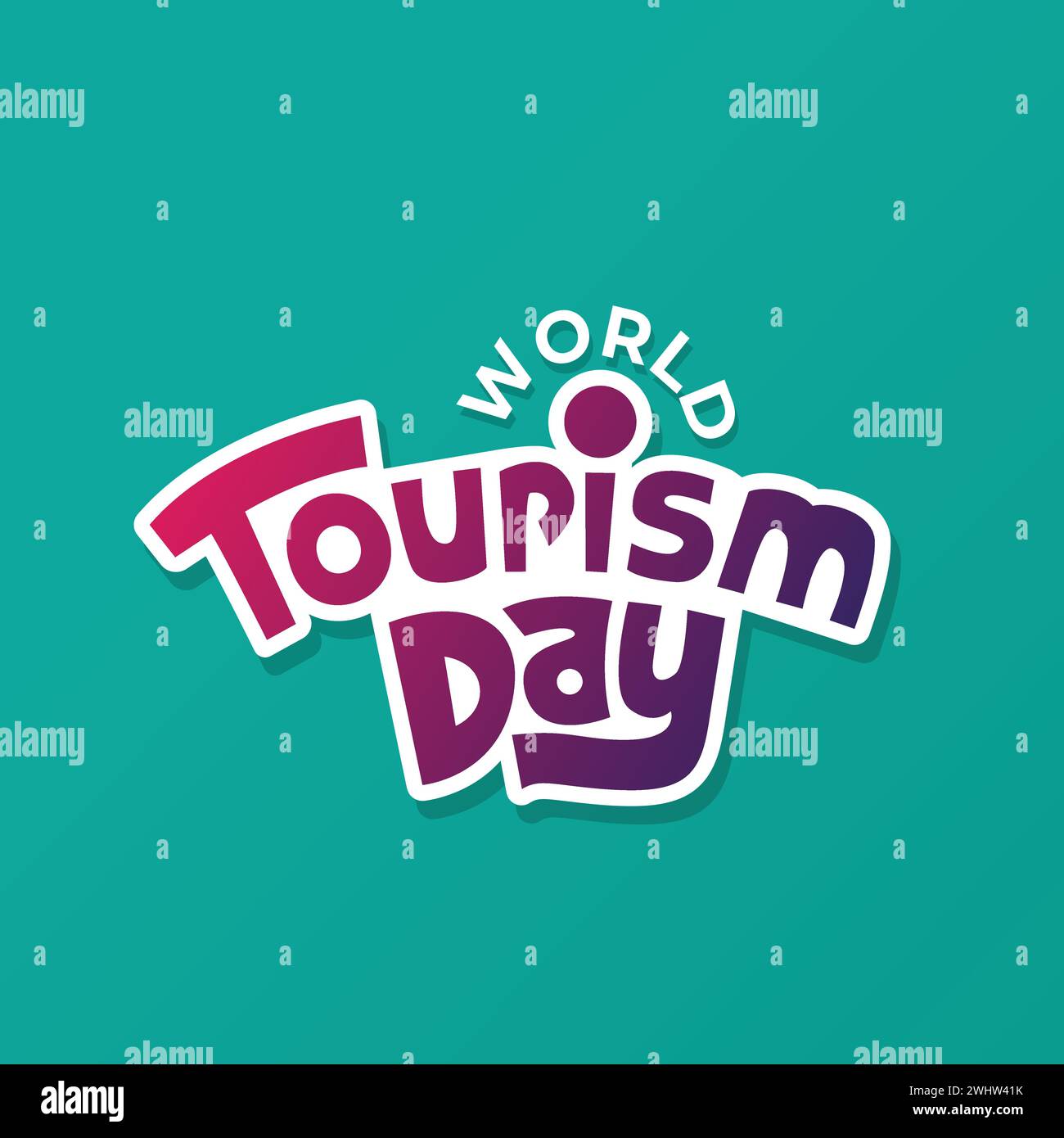 Tipografia vettoriale della giornata mondiale del turismo su sfondo giallo. Concetto di viaggio. Banner del giorno del turismo, poster, post sui social media. Illustrazione Vettoriale