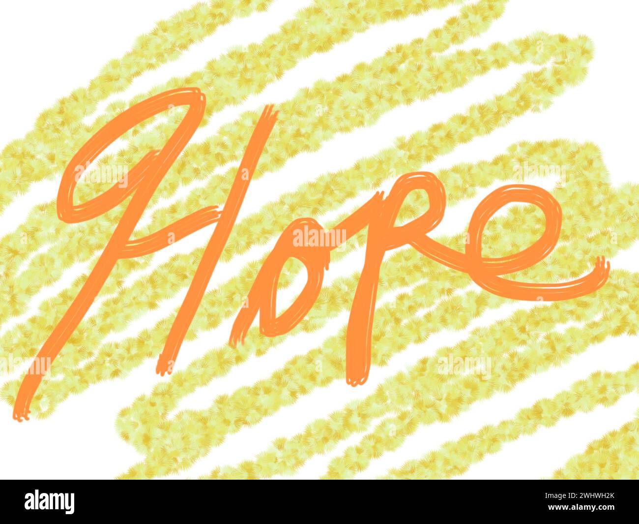 Speranza scritta in arancione giallo arancio e sfondo bianco . Illustrazione di alta qualità Foto Stock