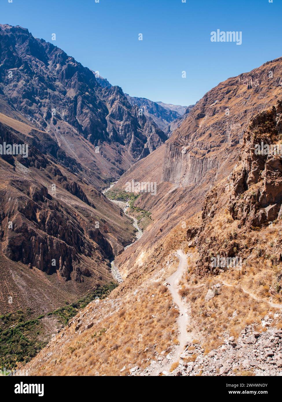 Uno dei canyon di montagna più profondi al mondo, il Canyon del Colca, Arequipa, Perù. Foto Stock