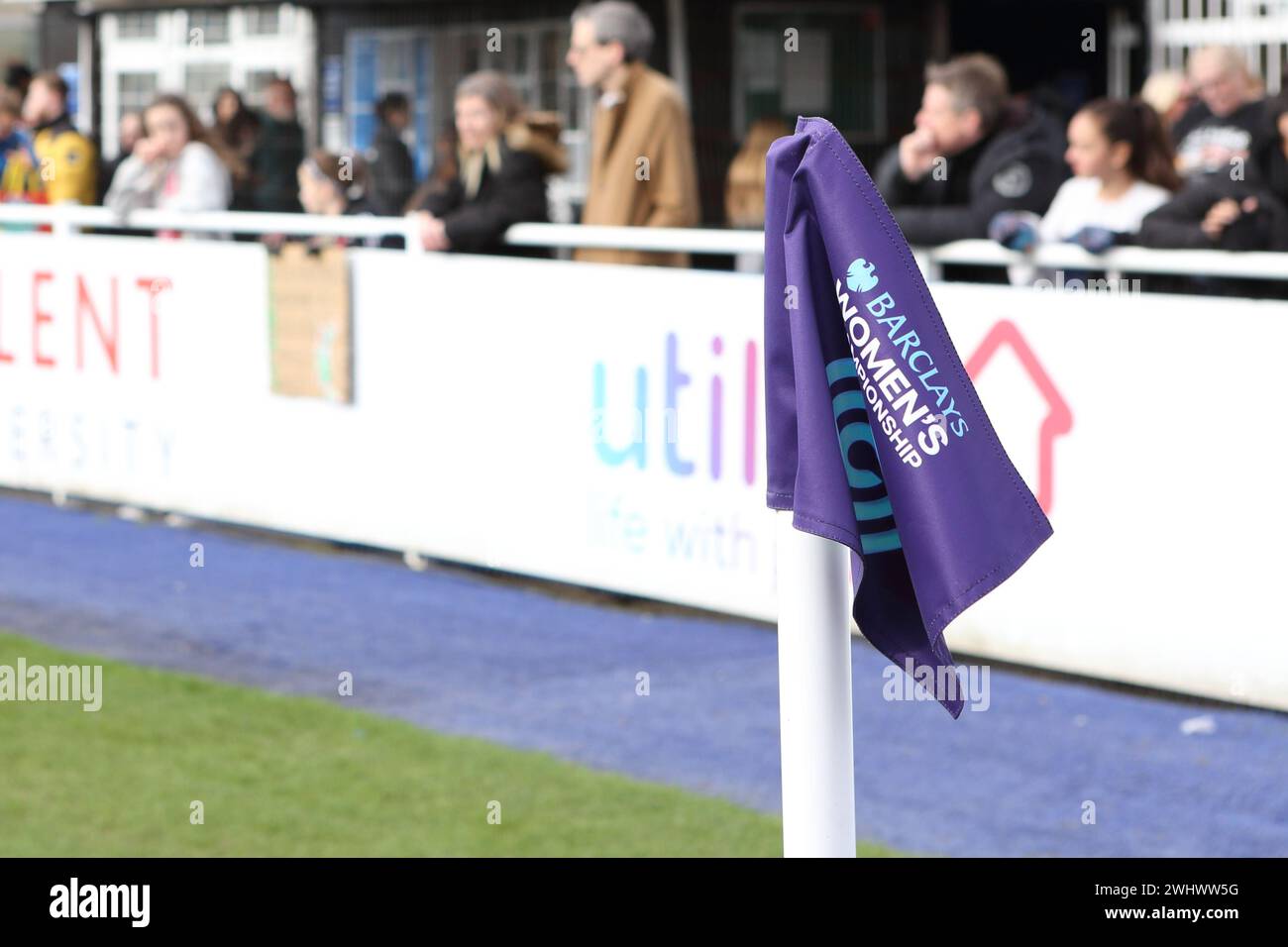 Barclays Women's Championship Corner flag Southampton FC Women vs Manchester United Women Adobe Women's fa Cup al Silverlake Stadium Foto Stock