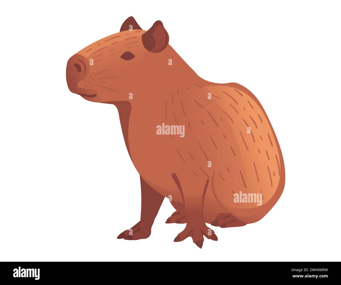 Grande mammifero carino carino capybara illustrazione vettoriale con disegno di un animale isolato su sfondo bianco Illustrazione Vettoriale