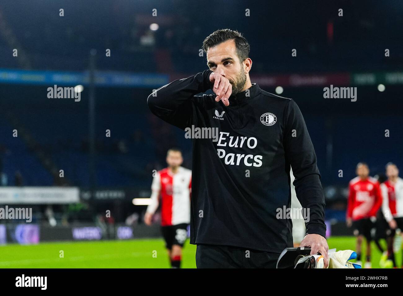 Rotterdam, Paesi Bassi. 11 febbraio 2024. Rotterdam - il detentore del Feyenoord Kostas Lamprou durante la partita Eredivisie tra Feyenoord e Sparta Rotterdam allo Stadion Feijenoord De Kuip l'11 febbraio 2024 a Rotterdam, Paesi Bassi. Credito: Foto Box to Box/Alamy Live News Foto Stock