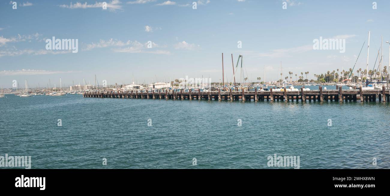 Vista panoramica, San Diego, California. Porto, molo e yacht Foto Stock
