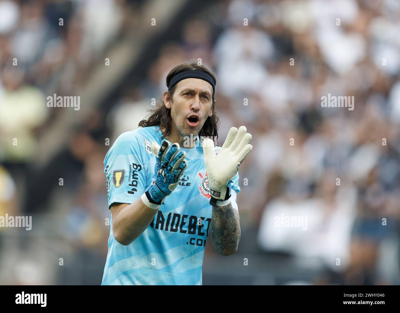 São Paolo, Brasile. 11 febbraio 2024. Cássio dal Corinthians, durante una partita tra Corinthians e Portuguesa Desp, valida per il turno della P Foto Stock