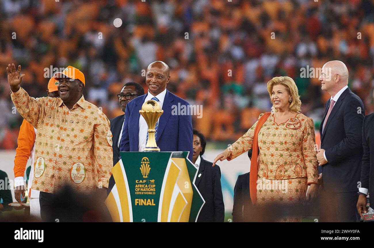 AFACON FINAL, ABIDJAN, COSTA D'AVORIO, VENERDÌ 11 FEBBRAIO, 2024. cerimonia del trofeo Foto Stock