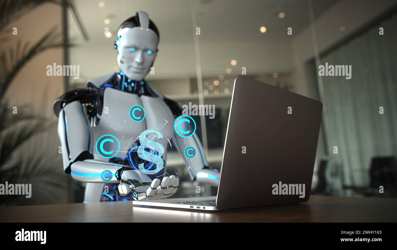 Robot umanoide ai concetto di Copyright Foto Stock