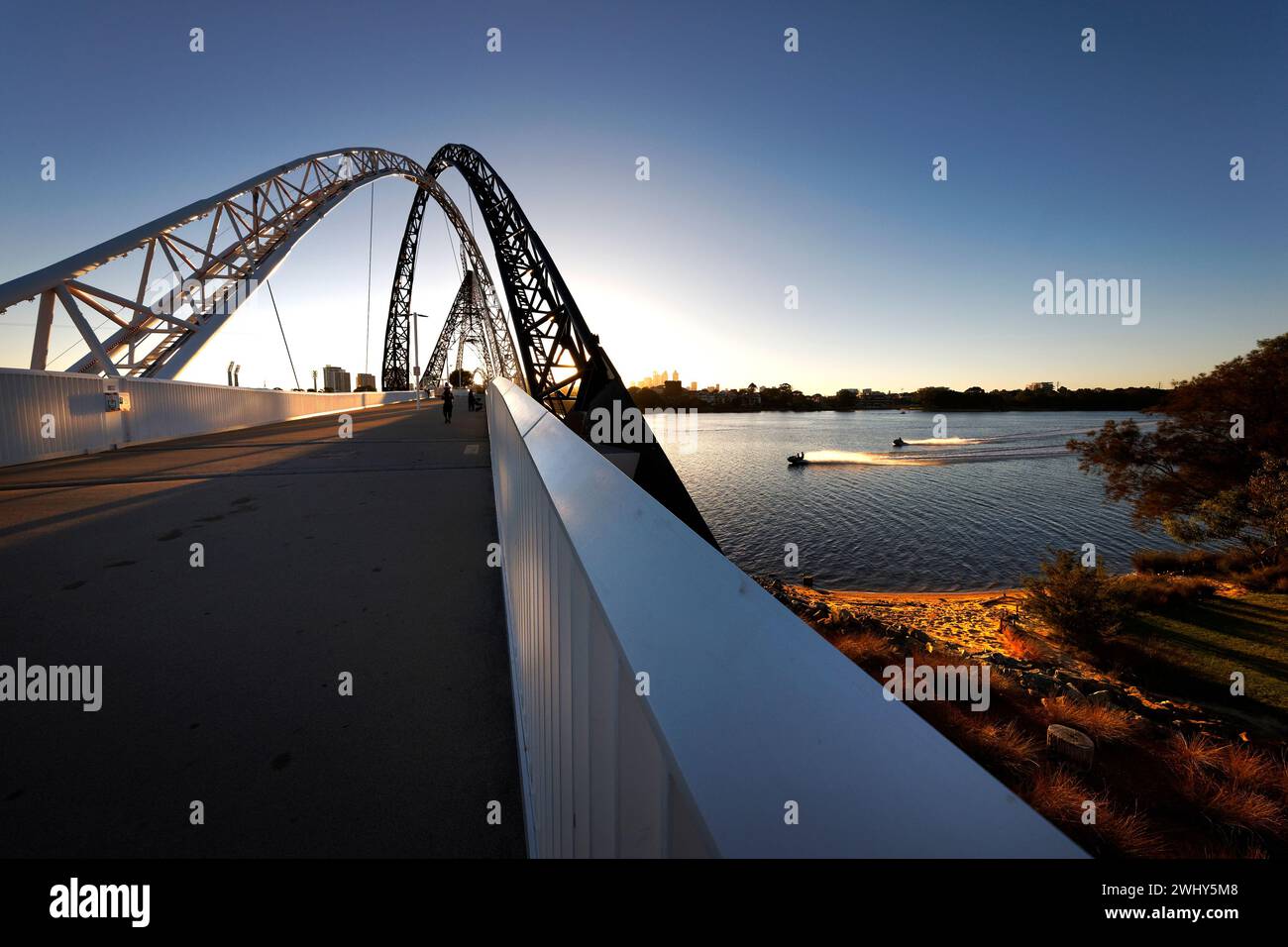 Ponte pedonale Matagarup, Burswood, Perth, Australia Occidentale Foto Stock