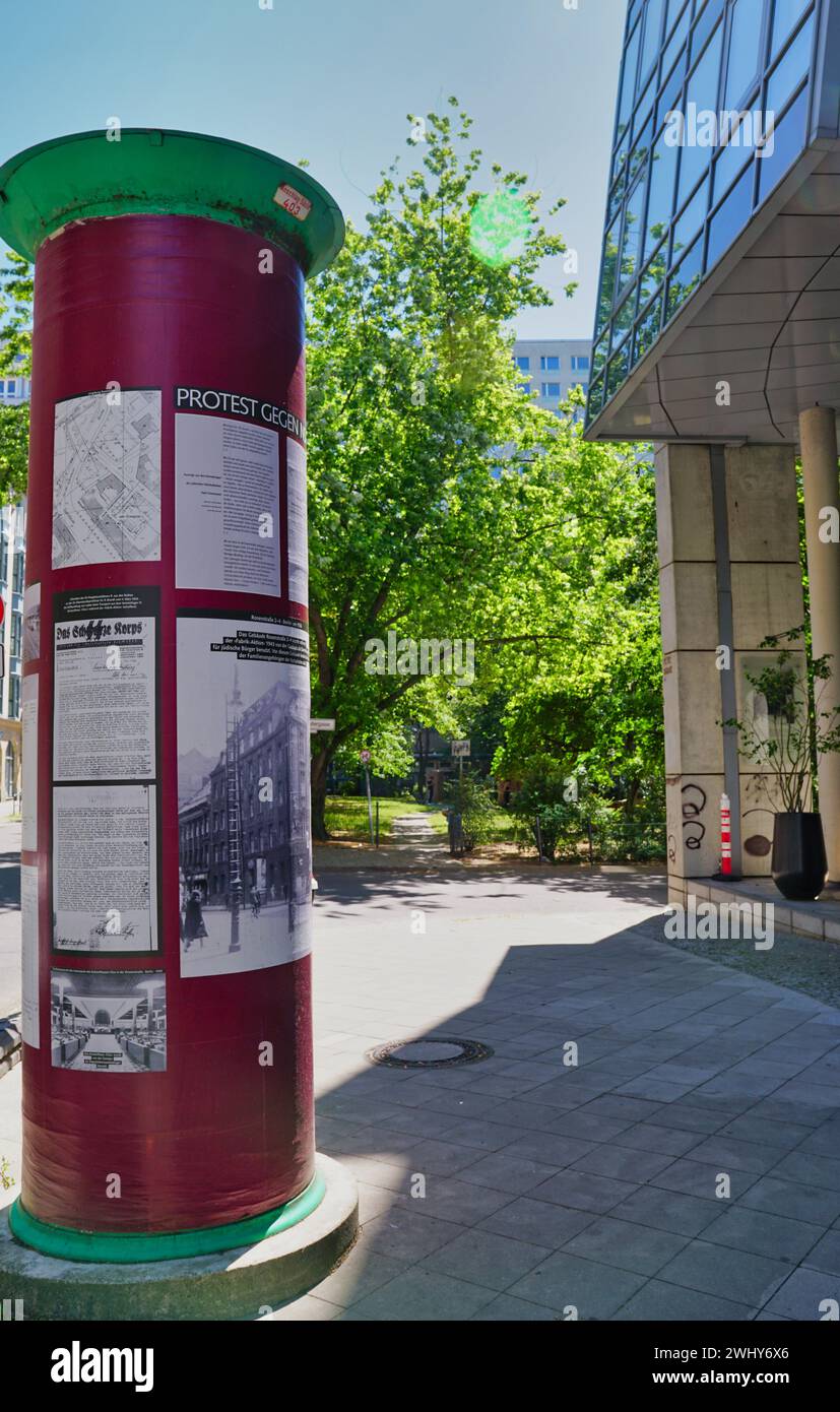 Colonna luminosa commemorativa a RosenstraÃŸe Berlino, blocco delle donne Foto Stock