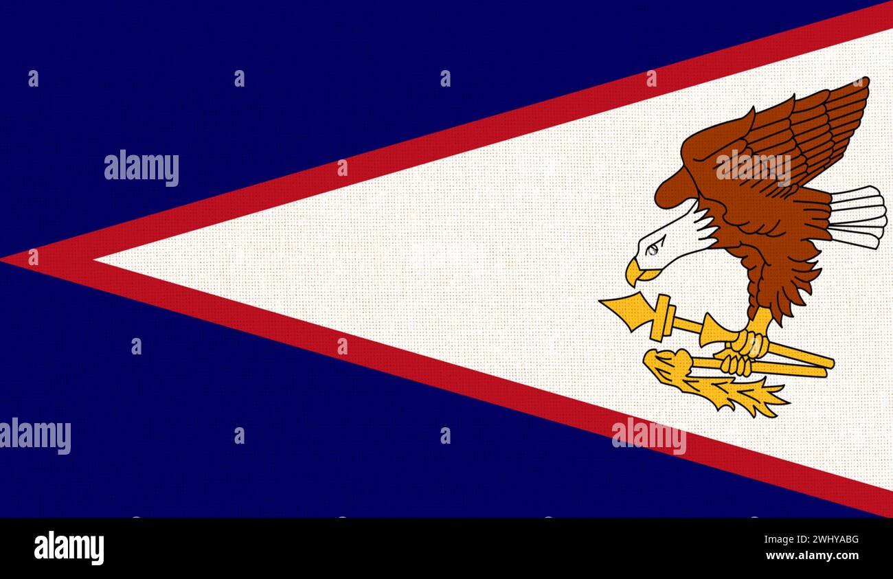 Bandiera delle Samoa Americane. Simbolo ufficiale delle Samoa Orientali. Paese dell'isola. Bandiera del territorio americano Foto Stock