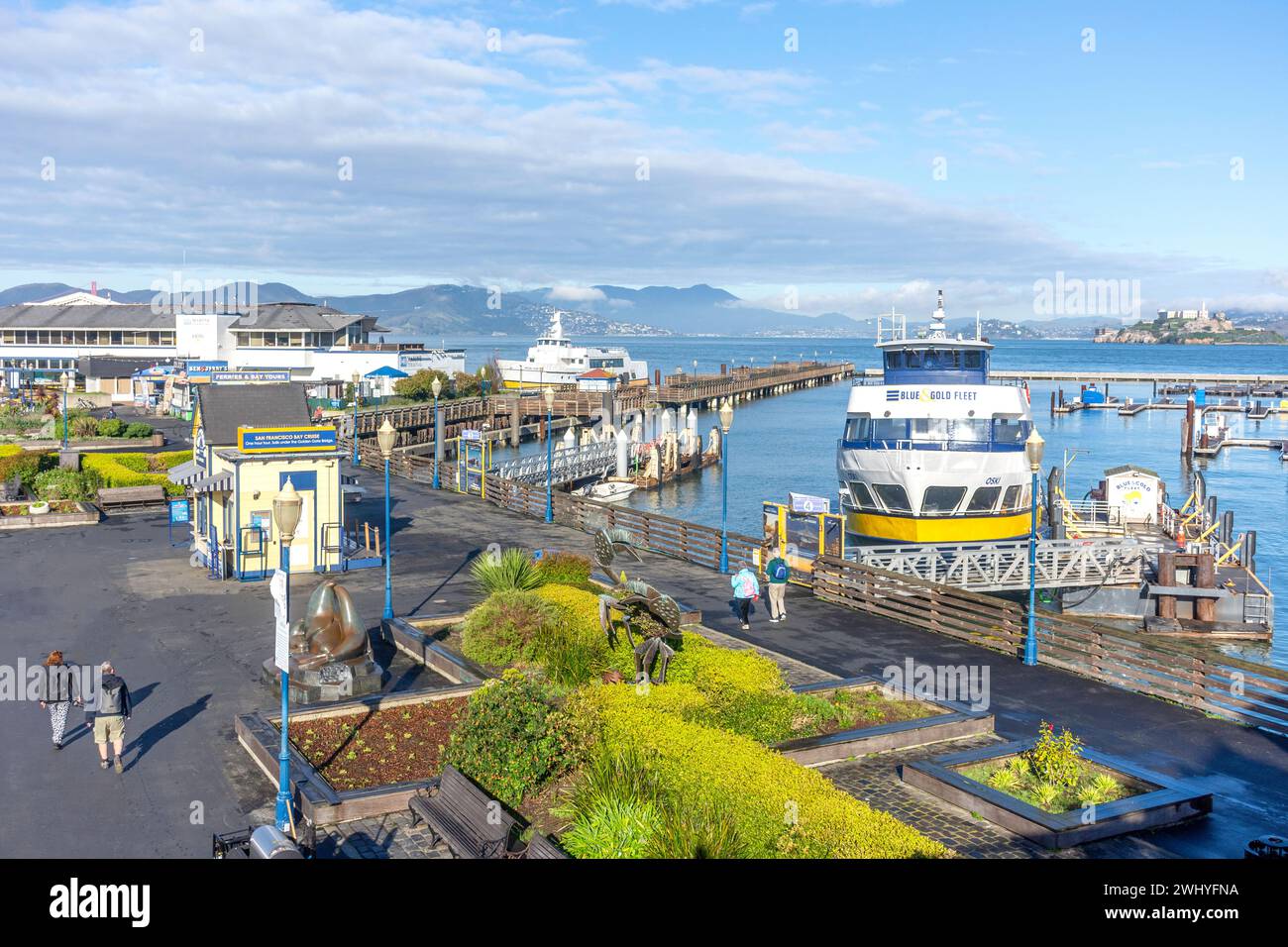 West Park, Pier 39, Fisherman's Wharf District, San Francisco, California, Stati Uniti Foto Stock