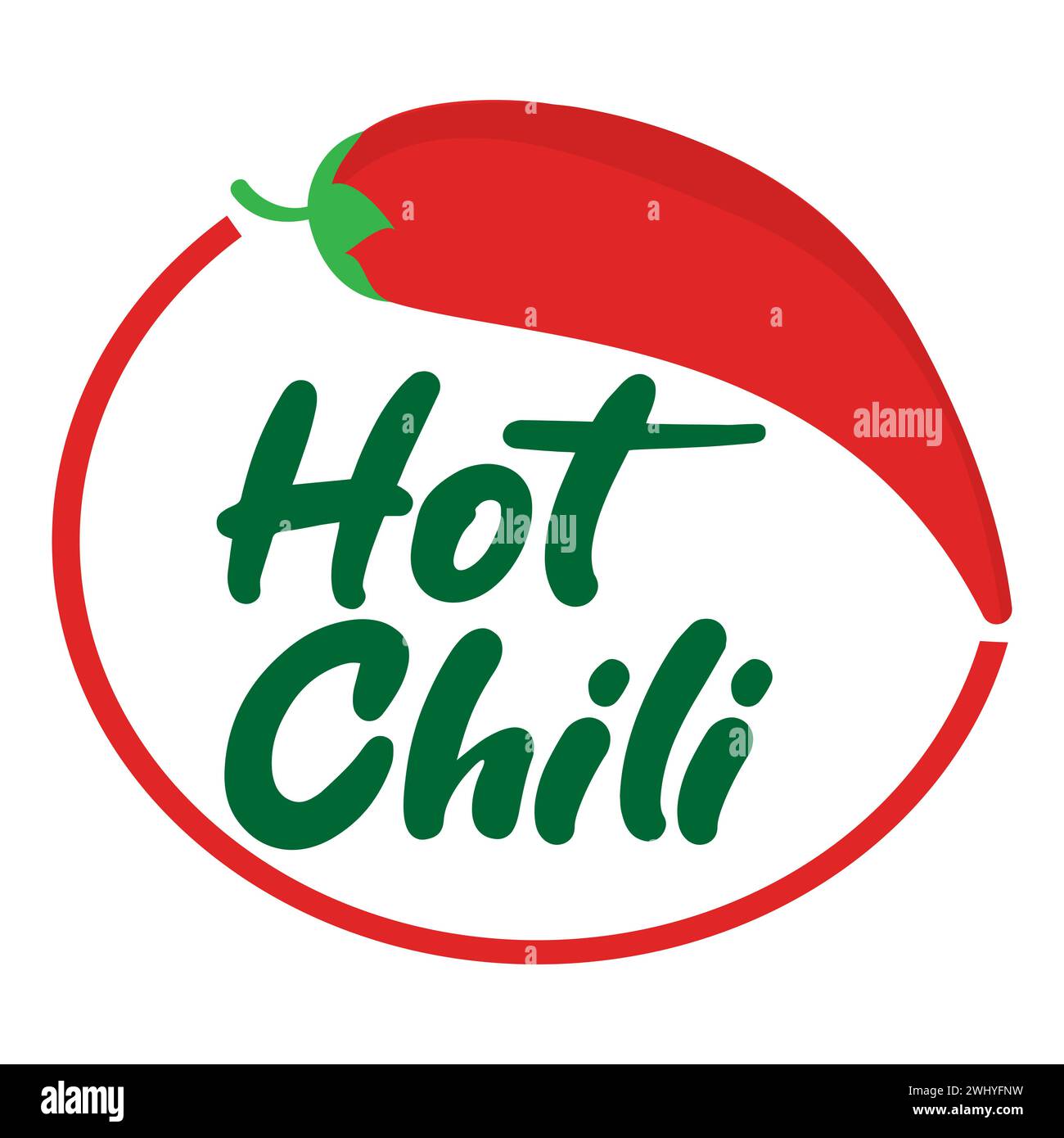 Peperoncino rosso caldo. Design con logo Red Hot Chili, concept Vector, modello con logo Spicy Pepper. Peperoncini in fiamme. Icona peperoncino Illustrazione Vettoriale