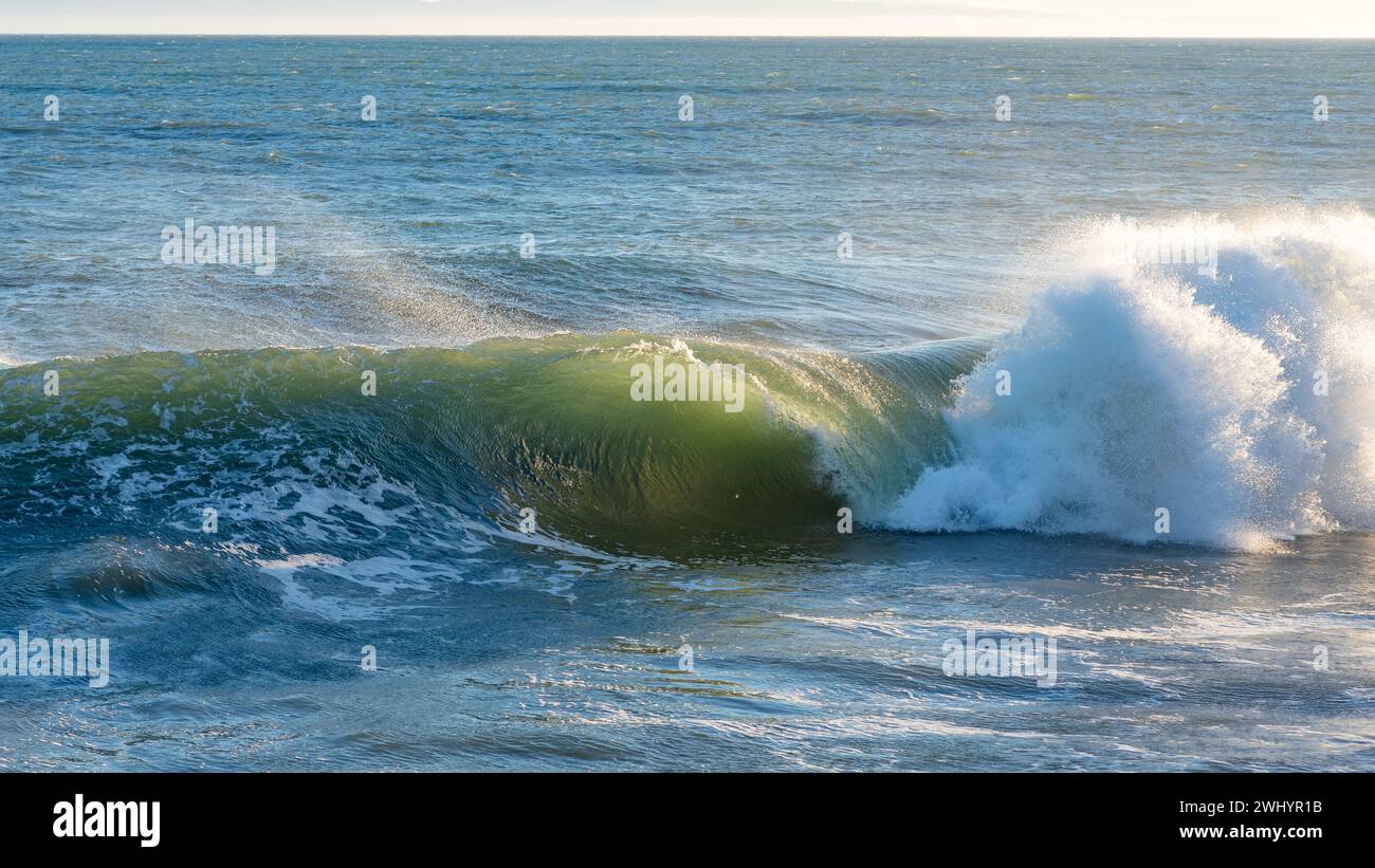 Waves, Santa Barbara Harbor, Sandspit, High Shutter Speed, dettaglio, primo piano, Oceano, acqua, movimento Foto Stock