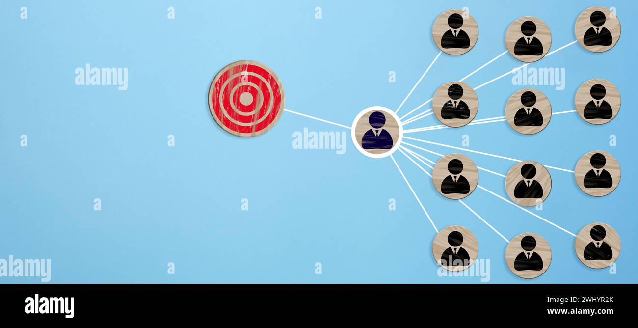 Icone del personale. Scopo, leader e team, concetto di team efficace e produttivo Foto Stock