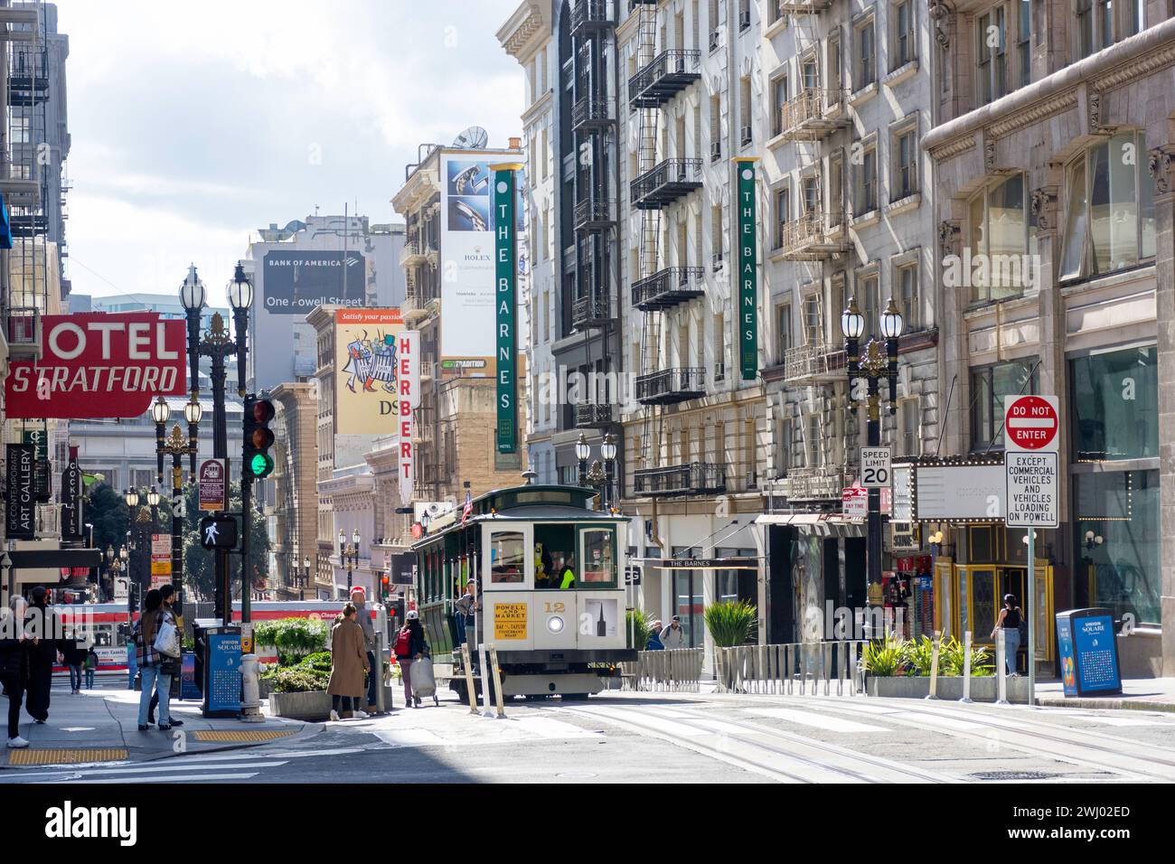 Funivia di San Francisco Powell & Mason, Powell Street, Union Square, San Francisco, California, Stati Uniti Foto Stock