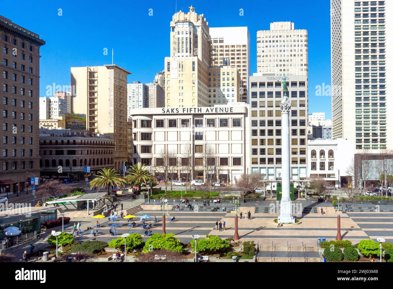 Union Square dal Macy's Department Store, San Francisco, California, Stati Uniti Foto Stock