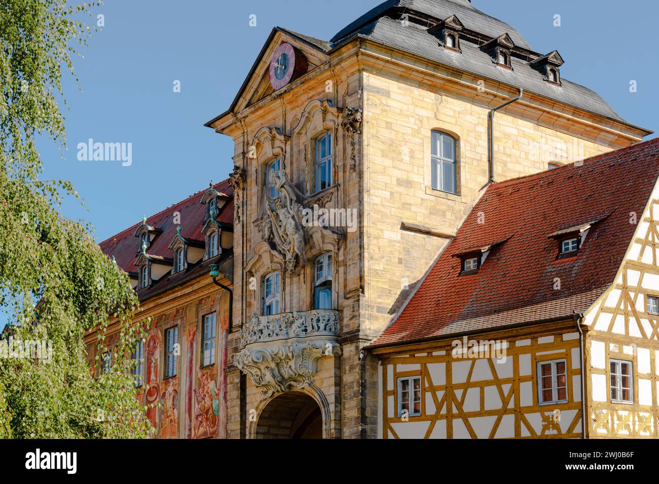 Municipio storico, Bamberga, dettagli, Germania Foto Stock