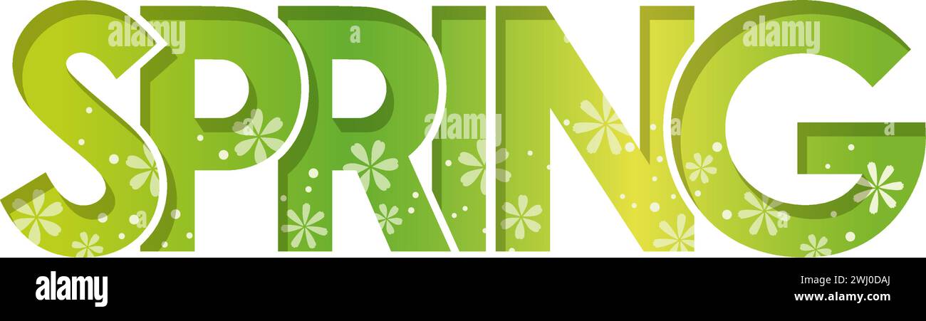 Logo decorativo 3D Relief Spring. Illustrazione vettoriale isolata su sfondo bianco. Illustrazione Vettoriale
